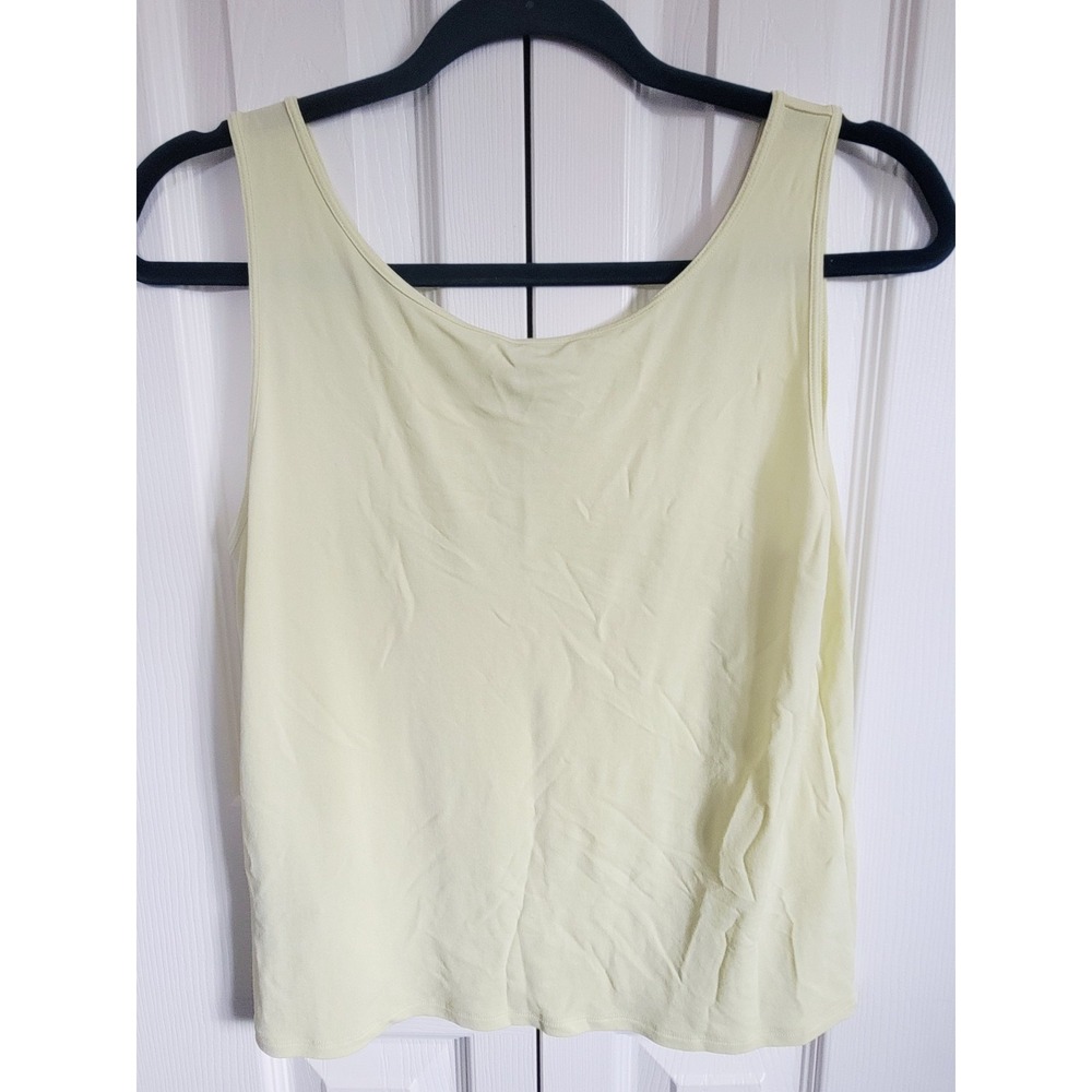 Eileen Fisher 100% Silk Yellow Scoop Neck Tank Top Size M - Picture 3 of 6